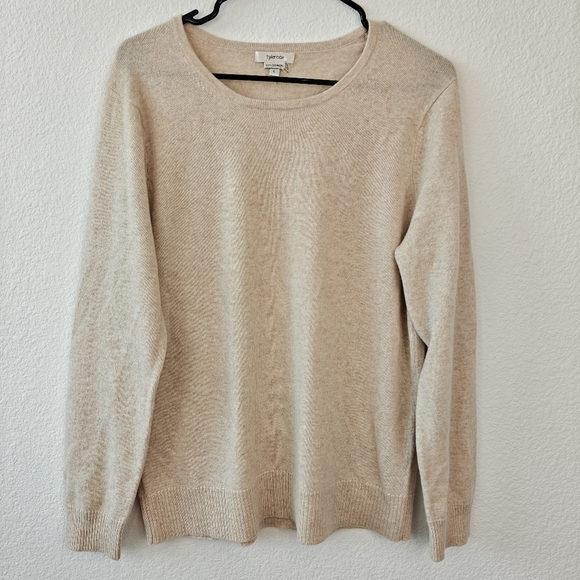 Tyler Boe 100% Cashmere Beige Long Sleeve Light Weight Sweater Size LG Women's - Picture 1 of 9